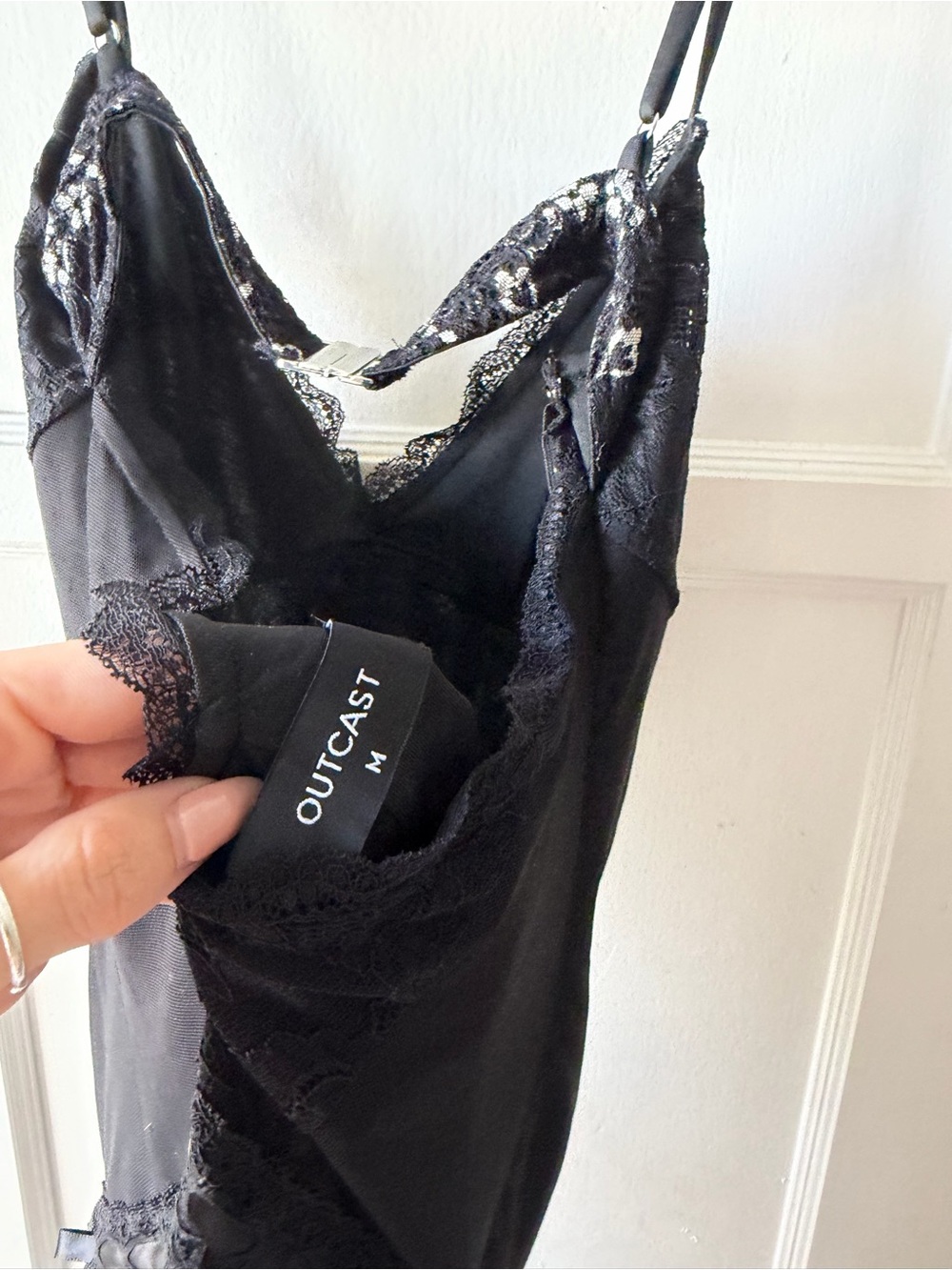 Outcast Extra Black Lace-Trim Mini Slip Dress - Picture 4 of 5